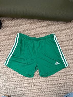adidas Green Men's Training Shorts with White Side Stripes